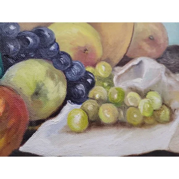 Vtg Framed Oil Painting Winifred Cooper Still Life Fruit Pitcher‎ 13x9